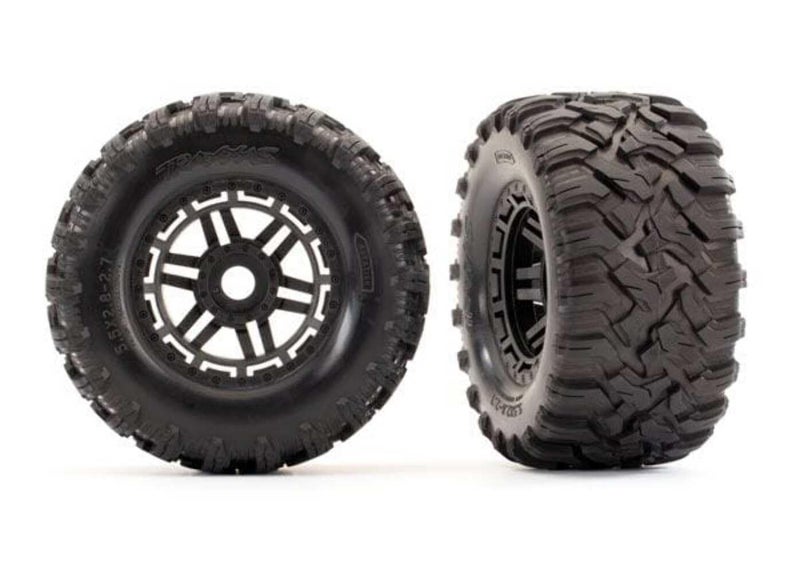 Traxxas 8972 Maxx Black All Terrain Tires and Wheels for Remote Control Cars, 17mm Splined TSM Rated